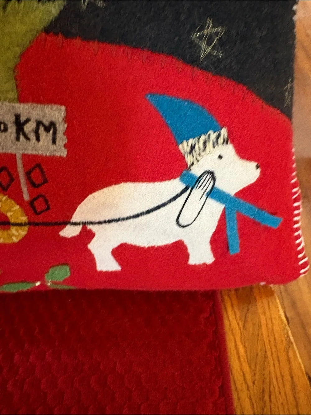 Pier 1 Imports Christmas Wool Felt Polar Bear Sleigh Throw Pillow 18” x 12” - Picture 2 of 15
